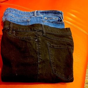 Gap high rise black and denim jeans.